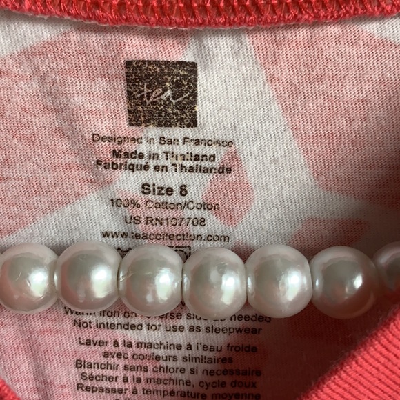 Tea girls dress long sleeveless pink red florals size 6 - Picture 3 of 3